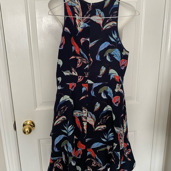 Navy Blue Floral Banana Republic Dress 8P - Picture 3 of 3